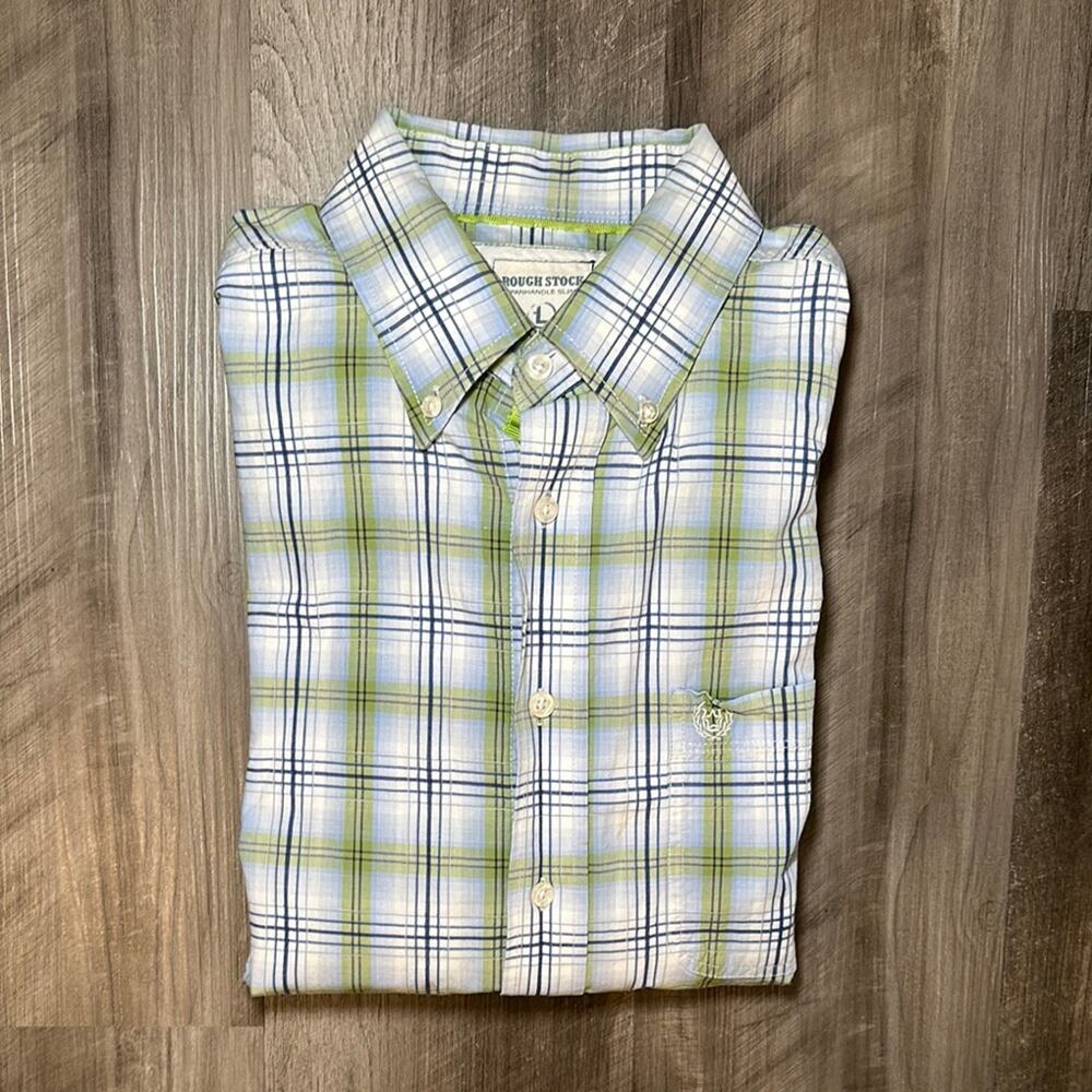 Panhandle Slim Rough Stock Western Plaid Long Sleeve Button Down - Large